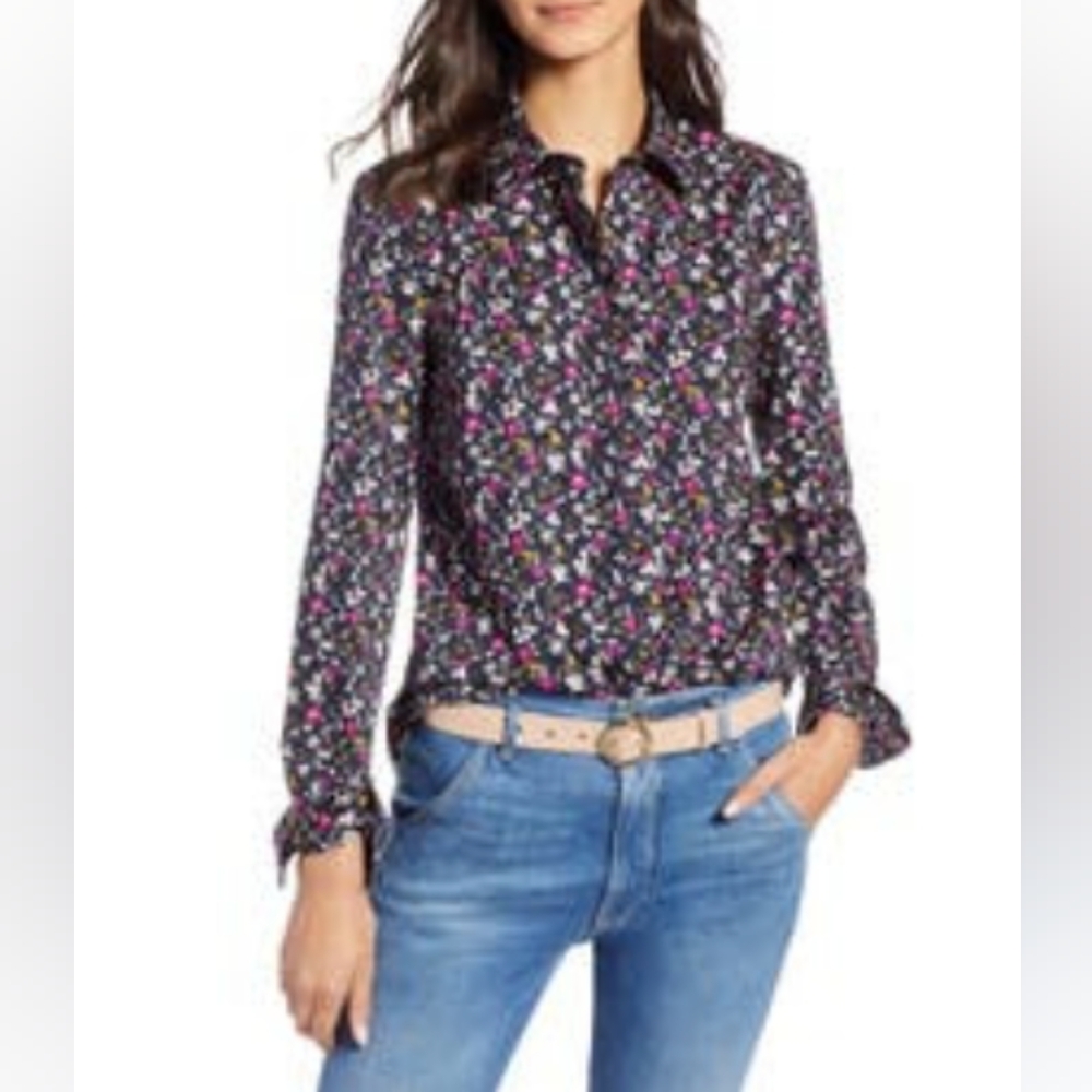 1901 Print Regular Stretch Poplin Button Up Shirt… - image 1